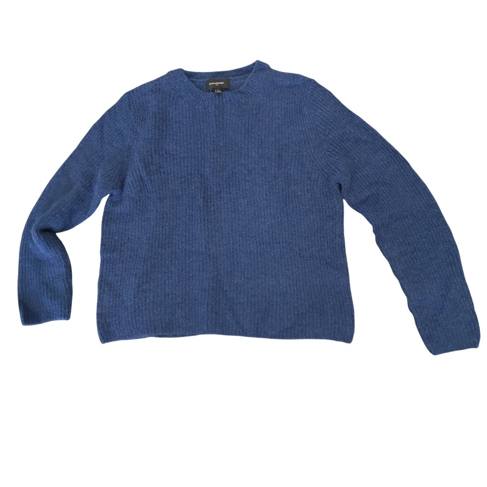 Banana Republic Alpaca Wool Blend Ribbed Crew Neck Sweater Blue Large‎